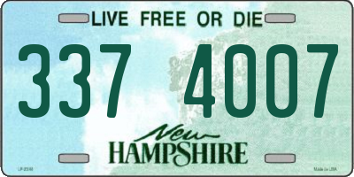 NH license plate 3374007