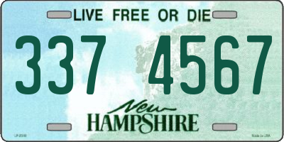 NH license plate 3374567