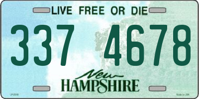 NH license plate 3374678