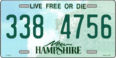 NH license plate 3384756