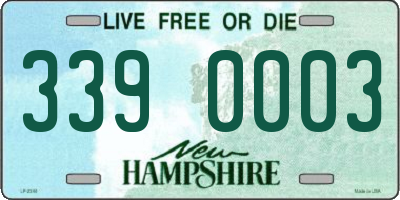 NH license plate 3390003
