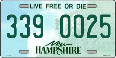 NH license plate 3390025