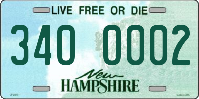 NH license plate 3400002