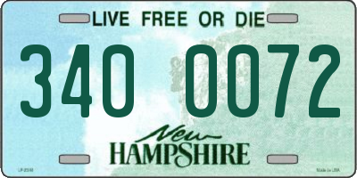NH license plate 3400072