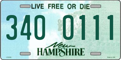 NH license plate 3400111