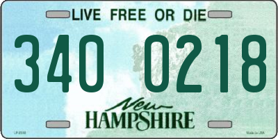 NH license plate 3400218