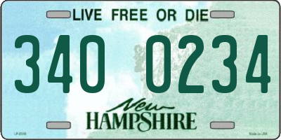 NH license plate 3400234