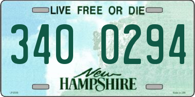 NH license plate 3400294