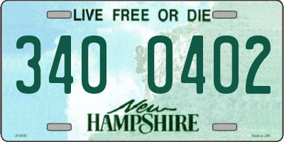 NH license plate 3400402