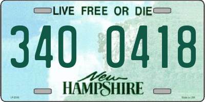NH license plate 3400418