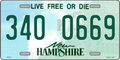 NH license plate 3400669