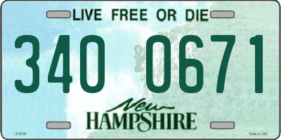 NH license plate 3400671