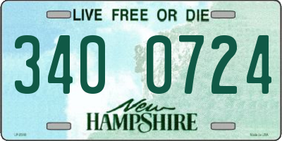 NH license plate 3400724