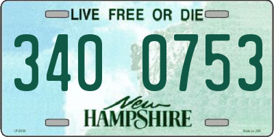 NH license plate 3400753