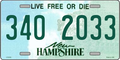 NH license plate 3402033