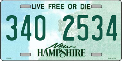 NH license plate 3402534