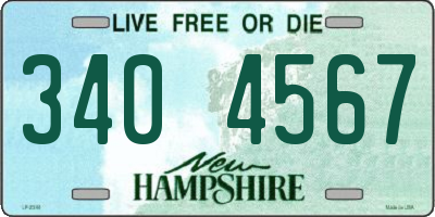 NH license plate 3404567