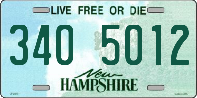NH license plate 3405012