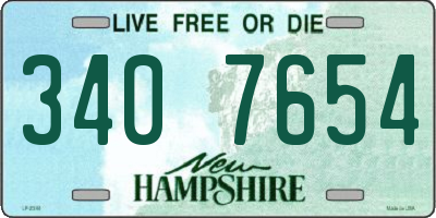 NH license plate 3407654