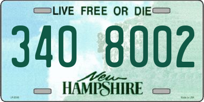 NH license plate 3408002