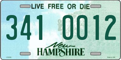 NH license plate 3410012