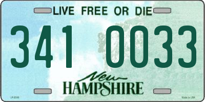 NH license plate 3410033