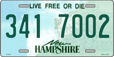 NH license plate 3417002