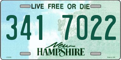 NH license plate 3417022