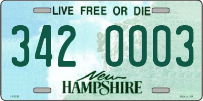 NH license plate 3420003