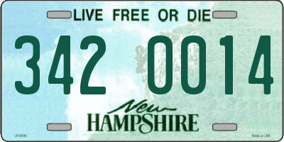 NH license plate 3420014