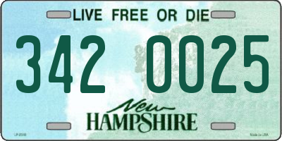 NH license plate 3420025
