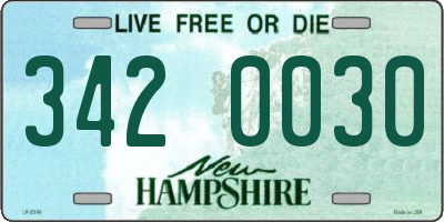 NH license plate 3420030