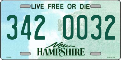 NH license plate 3420032