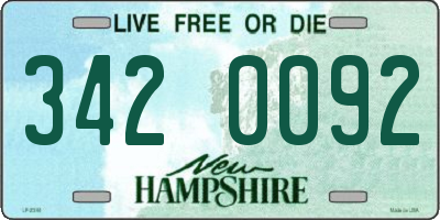 NH license plate 3420092