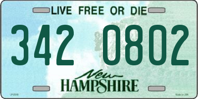 NH license plate 3420802