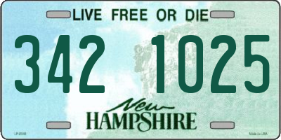 NH license plate 3421025