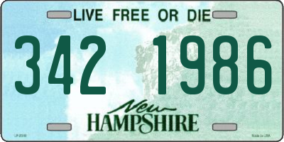 NH license plate 3421986