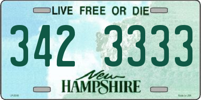 NH license plate 3423333
