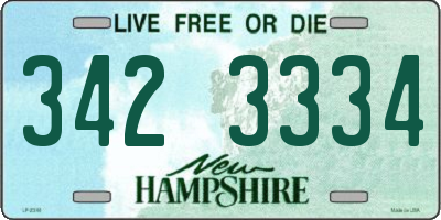 NH license plate 3423334
