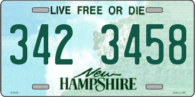 NH license plate 3423458