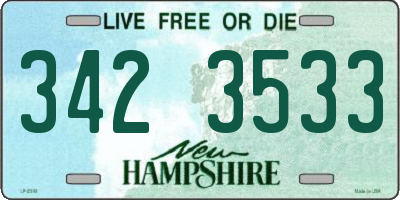 NH license plate 3423533