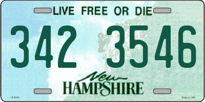 NH license plate 3423546