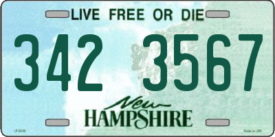 NH license plate 3423567