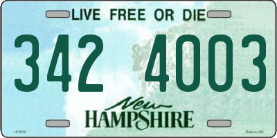 NH license plate 3424003