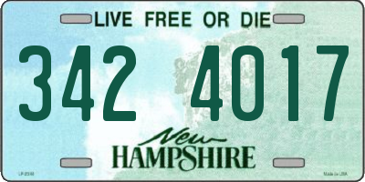 NH license plate 3424017