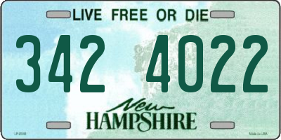 NH license plate 3424022