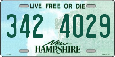 NH license plate 3424029