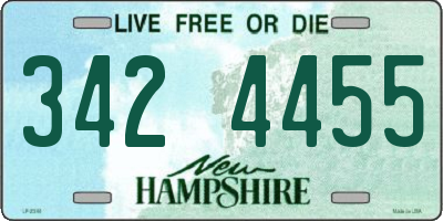 NH license plate 3424455