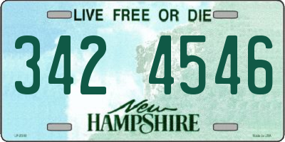 NH license plate 3424546