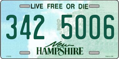 NH license plate 3425006